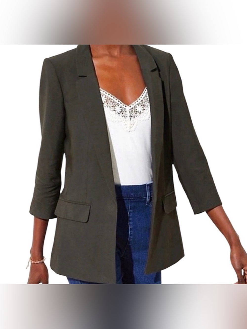 LOFT Olive Open-Front Blazer Jacket NWT 
Size 12